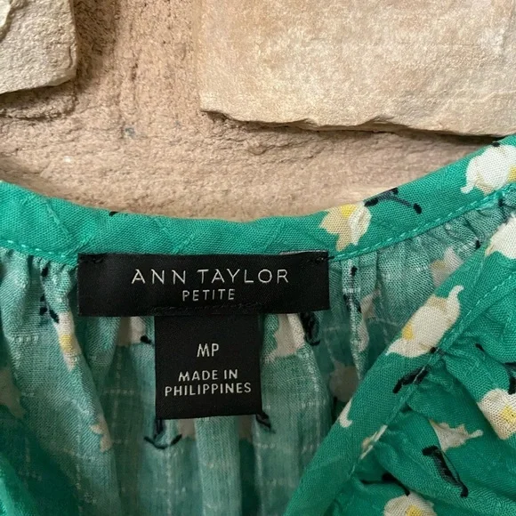 Ann Taylor Floral Chain Square Neck Ruffle Sleeve Top Size Mp - Picture 5 of 9